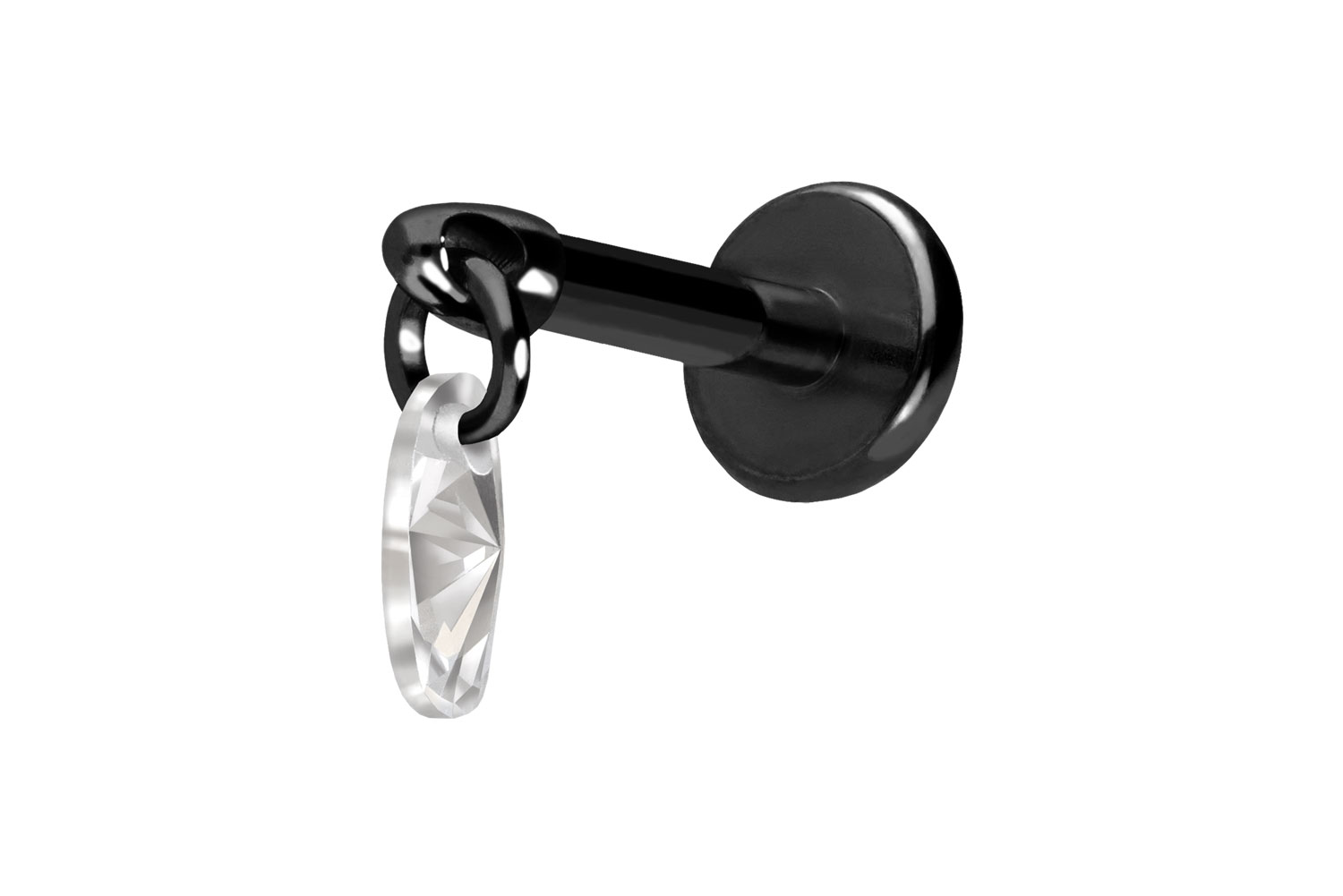 Titan Labret Piercing mit Push Fit KRISTALLOVAL